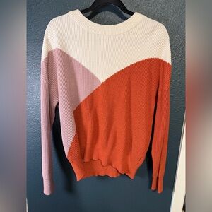 Pink and Burnt Orange Colorblock Sweater | Large | Sophie Rue